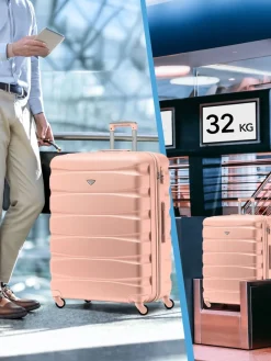 CABIN PRO Flight Knight Large Pink Check In Hold Luggage Hardcase Travel Suitcases Set Of 2 Online