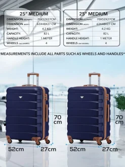CABIN PRO Flight Knight Medium Blue Check In Hold Luggage Hardcase Travel Suitcases Set Of 2 Discount