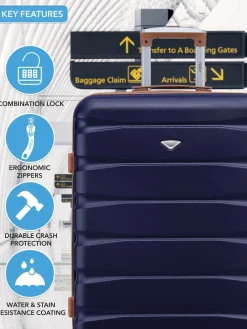 CABIN PRO Flight Knight Medium Blue Check In Hold Luggage Hardcase Travel Suitcases Set Of 2 Discount