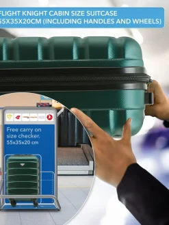 CABIN PRO Flight Knight Medium Green Check In & Small Carry On Hardcase Travel Suitcases Set Of 2 Clearance