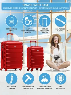 CABIN PRO Flight Knight Medium Red Check In & Small Carry On Hardcase Travel Suitcases Set Of 2 Best