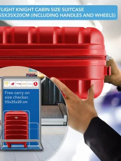 CABIN PRO Flight Knight Medium Red Check In & Small Carry On Hardcase Travel Suitcases Set Of 2 Best