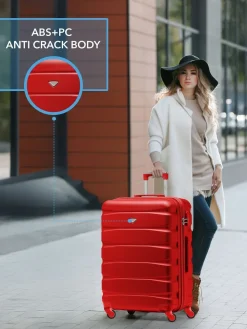 CABIN PRO Flight Knight Medium Red Check In & Small Carry On Hardcase Travel Suitcases Set Of 2 Best