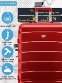 CABIN PRO Flight Knight Medium Red Check In & Small Carry On Hardcase Travel Suitcases Set Of 2 Best