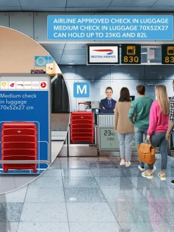 CABIN PRO Flight Knight Medium Red Check In & Small Carry On Hardcase Travel Suitcases Set Of 2 Best