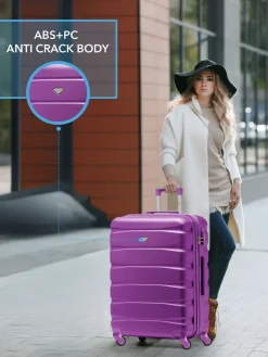 CABIN PRO Flight Knight Purple Set of 2 Medium Check-In Hold Luggage Hardcase Travel Suitcases Online