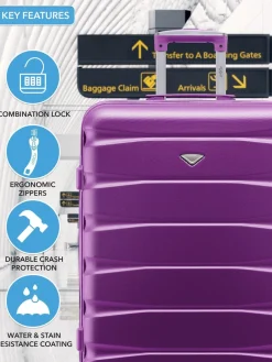 CABIN PRO Flight Knight Purple Set of 2 Medium Check-In Hold Luggage Hardcase Travel Suitcases Online