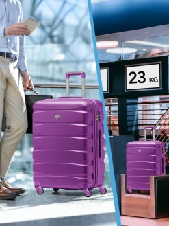 CABIN PRO Flight Knight Purple Set of 2 Medium Check-In Hold Luggage Hardcase Travel Suitcases Online