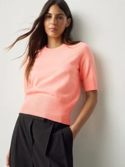 Next Fluro Coral Supersoft Short Sleeve Knitted Top Sale