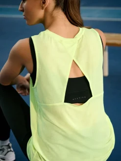 Next Active Lightweight Open Back Tank Vest Fluro Green Clearance