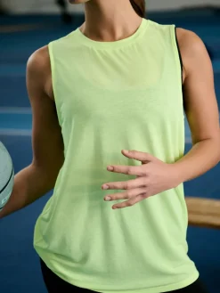 Next Active Lightweight Open Back Tank Vest Fluro Green Clearance