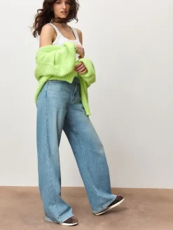 Next Fluro Green Soft Touch Chunky Knit Cardigan Outlet