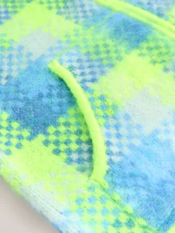 Next Fluro Green/Blue Check Zip-Up Knitted Brushed Gilet Hot