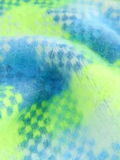 Next Fluro Green/Blue Check Zip-Up Knitted Brushed Gilet Hot