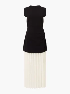 French Connection Black Zion Pleated Skirt Dress