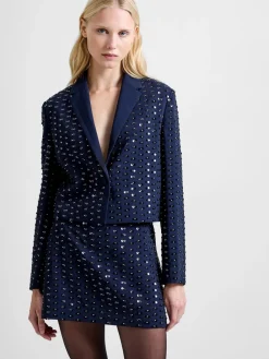 French Connection Blue Sherry Embellished Blazer Discount
