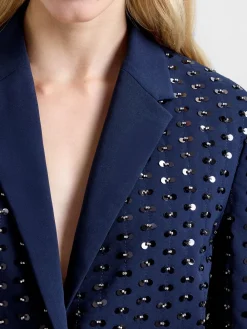 French Connection Blue Sherry Embellished Blazer Discount