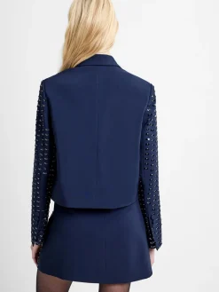 French Connection Blue Sherry Embellished Blazer Discount