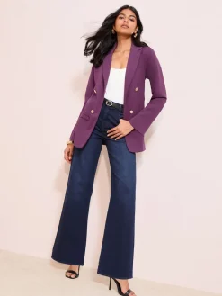 Friends Like These Edge To Edge Ponte Tailored Blazer Berry Hot