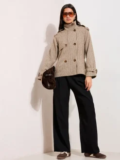 Friends Like These Crinkle Jersey Wide Leg Trousers with Buckle Front Black Hot