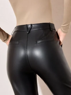 Friends Like These Faux Leather Straigh Leg Trousers Black Discount