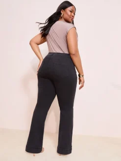 Friends Like These Curve High Waist Pocket Flare Jeans Black Online