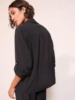 Friends Like These Tab Sleeve Utility Pocket Shirt Black Sale