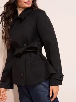 Friends Like These Short Belted Twill Collared Jacket Black Online