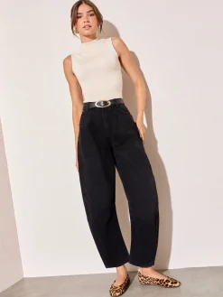 Friends Like These Denim Barrel Jeans Black New