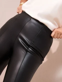 Friends Like These Black Curve Faux Leather Leggings New