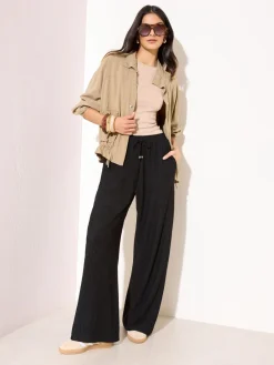 Friends Like These Ripple Texture Wide Leg Trousers Black Best