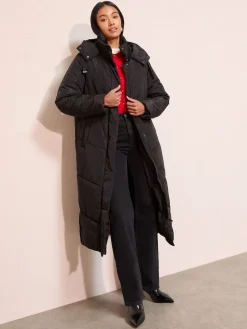 Friends Like These Black Petite Long Line Hooded Padded Coat Outlet