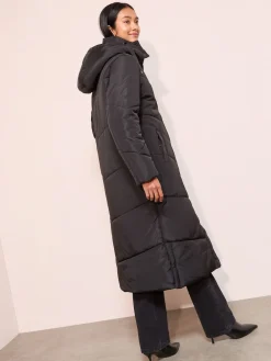 Friends Like These Black Petite Long Line Hooded Padded Coat Outlet