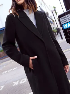 Friends Like These Tailored Mid Length Single Button Coat Black Discount