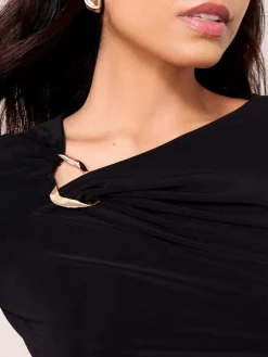 Friends Like These Long Sleeve Buckle Hardware Top Black Best