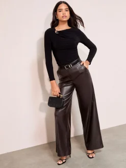 Friends Like These Long Sleeve Buckle Hardware Top Black Best