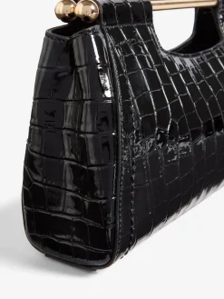 Friends Like These Black Croc Effect Grab Handle Clutch Bag