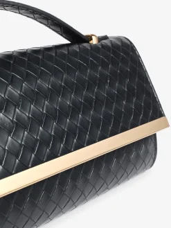 Friends Like These Top Handle Weave Clutch Bag Black Clearance