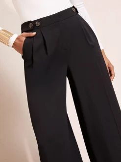 Friends Like These Adjustable Waist Premium Wide Leg Trousers Black Hot
