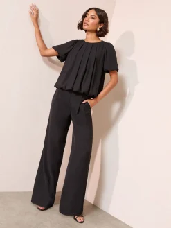 Friends Like These Short Sleeve Bubble Hem Pleated Blouse Black Online