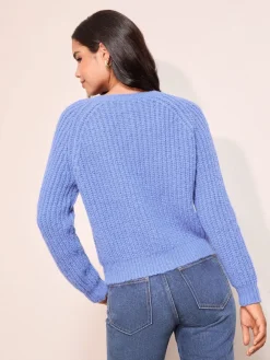 Friends Like These Crew Neck Cardigan Blue Clearance