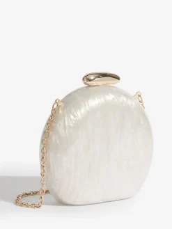 Friends Like These Round Acrylic Clutch Bag Bridal White Online