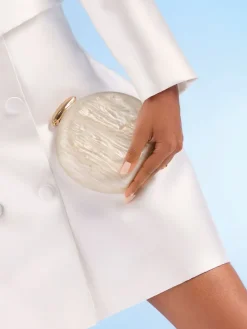 Friends Like These Round Acrylic Clutch Bag Bridal White Online