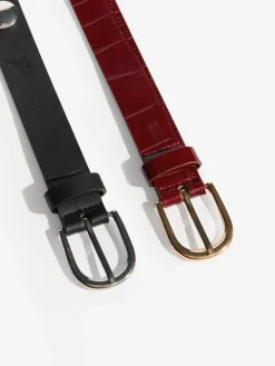 Friends Like These Studded Belts 2 Pack Burgundy and Black Online