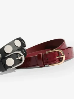 Friends Like These Studded Belts 2 Pack Burgundy and Black Online