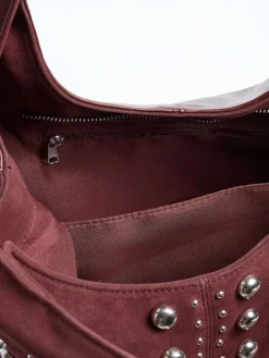 Friends Like These Burgundy Red Studded Slouchy Tote Bag New