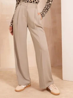 Friends Like These Camel Premium Elastic Back Tailored Wide Leg Trousers Online