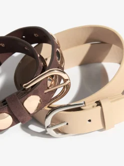 Friends Like These Studded Belts 2 Pack Choc and Cream Discount