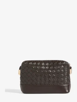 Friends Like These Weave Knotted Handle Cross-Body Bag Choc Brown Clearance