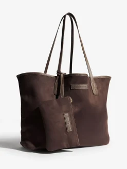 Friends Like These Faux Suede Soft Tote Bag Chocolate Brown Clearance